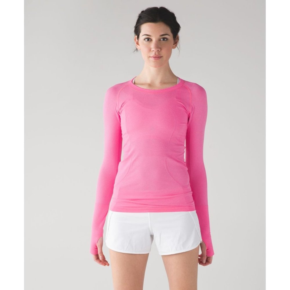 Lululemon RARE Swiftly Tech Long Sleeve Crew in Heathered Neon Pink Size 6